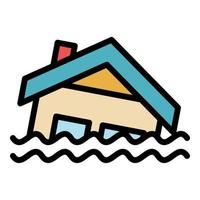 House in flood icon color outline vector