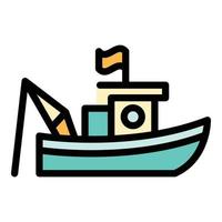 Flag fishing boat icon color outline vector