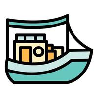 Fishing vessel icon color outline vector