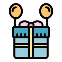 Surprise with balls icon color outline vector
