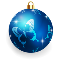 metallische blaue Weihnachtskugel. png