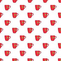 Red cup of tea pattern, cartoon style vector