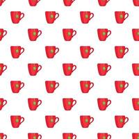 Red cup of tea pattern, cartoon style vector