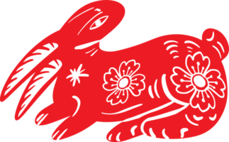 estilo chino de conejo rojo para el concepto de celebración asiática png