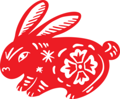 estilo chino de conejo rojo para el concepto de celebración asiática png
