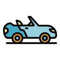 vector de contorno de color de icono de coche convertible
