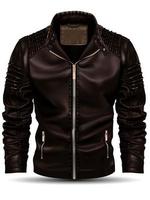 Realistic brown jacket leather for men on white background vector