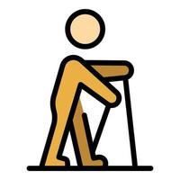 Man nordic walking icon color outline vector