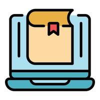 Laptop ebook icon color outline vector