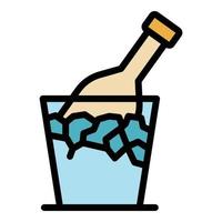 Champagne bottle ice icon color outline vector