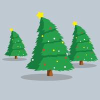 ilustración de vacaciones de árbol de navidad en diseño de vector plano