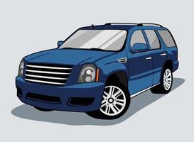 ilustración de coche suv azul en vector