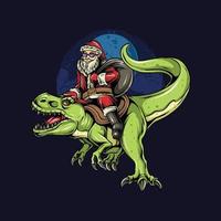 Christmas Santa Claus is Sitting on a Dinosaur T-rex vector