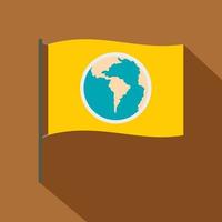 Yellow flag with the image of the globe icon vector