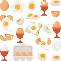 Fresh egg collection set digital elements vector