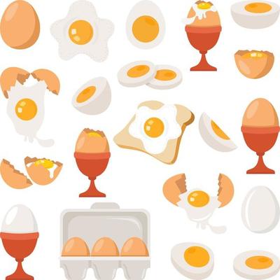 Fresh egg collection set digital elements