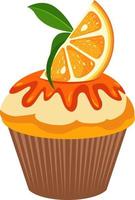 sabroso cupcake de naranja aislado en blanco vector