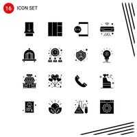 Pack of 16 creative Solid Glyphs of group baggage development wifi internet of things Editable Vector Design Elements