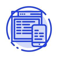 Responsive Design Website Mobile Blue Dotted Line Line Icon vector