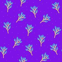 patrón impecable con rama de flor vectorial dibujada a mano, ilustración para papel de envolver, papel tapiz, diseño textil y de tela, motivo botánico abstracto para decoración en fondo violeta, estampado floral vector