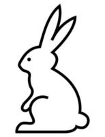 Black line rabbit on a transparent isolated background. Vector illustration. Cut out.