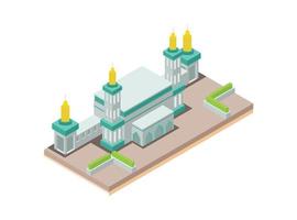ilustración isométrica de un asombroso edificio de mezquita, ilustración vectorial vector