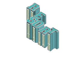 icono isométrico vectorial o elementos infográficos que representan un edificio de apartamentos de baja ciudad polivinílica con calles y coches para la creación de mapas de la ciudad. adecuado para diagramas, infografías y otros recursos gráficos vector