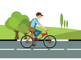 ilustración de andar en bicicleta en el parque con la familia, en la carretera en un día soleado. adecuado para diagramas, infografías y otros recursos gráficos vector
