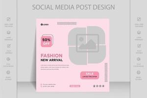 plantilla de banner web de publicación de instagram, facebook y redes sociales dinámica moderna para la venta de moda en línea vector