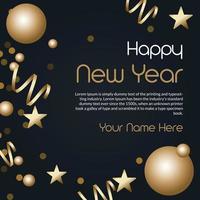 Happy new year card with greeting inscription. Simple minimalist new year banner design. vector