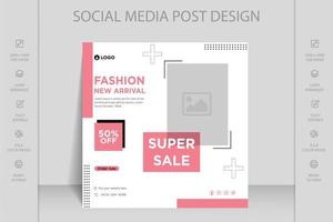 Modern dynamic Instagram, Facebook and social media post web banner template for online fashion sale vector