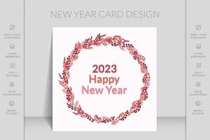 Flat happy new year floral frame background vector