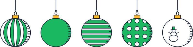 conjunto de iconos de vector de decoración de adornos navideños clásicos