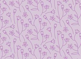 Seamless pattern with campanula. Nature texture in outline style. vector