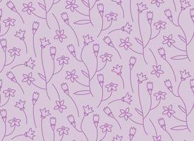 Seamless pattern with campanula. Nature texture in outline style. vector