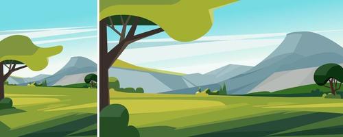 Summer landscape with mountains. Natural scenery in different formats. vector