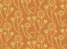 Seamless pattern with mother and stepmother flower. Nature texture in outline style. vector