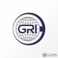 Simple and unique globe like letter C with word GRI font on connect shape image graphic icon logo design abstract concept vector stock. Can be used as symbol related to group or maps