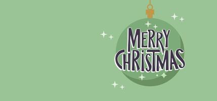 Merry Christmas horizontal banner. Flat design christmas ball. for greeting card or advertising in horizontal design with copy space. vector