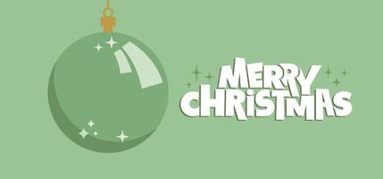 Merry Christmas horizontal banner. Flat design christmas ball. for greeting card or advertising in horizontal design with copy space. vector