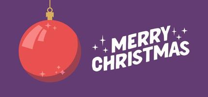 Merry Christmas horizontal banner. Flat design christmas ball. for greeting card or advertising in horizontal design with copy space. vector