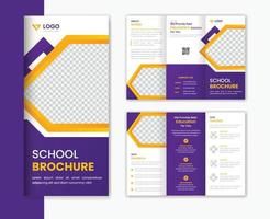 plantilla de diseño de folleto tríptico de educación, presentación de diseño de folleto de admisión escolar vector