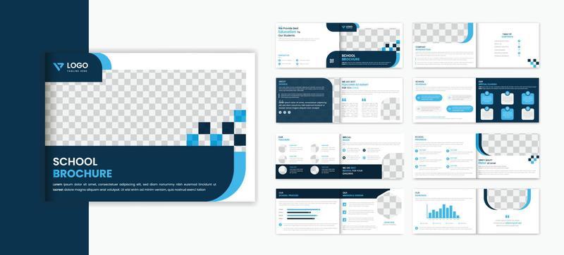 School admission landscape 16 pages brochure design template, education brochure prospectus design