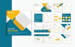 School admission square 16 pages brochure design template, education brochure prospectus design vector