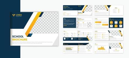 School admission landscape 16 pages brochure design template, education brochure prospectus design vector