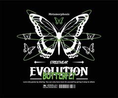 diseño de camisetas de mariposa de evolución, gráfico vectorial, afiche tipográfico o camisetas ropa de calle y estilo urbano vector