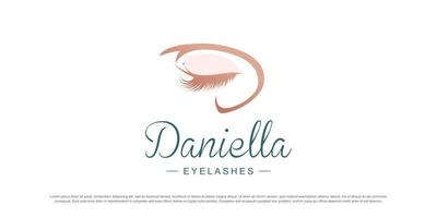 Eyelashes logo design vector with letter D style