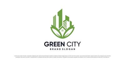 Green city logo design vector with modern style