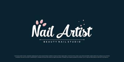 Beauty nail logo design vector with unique concept