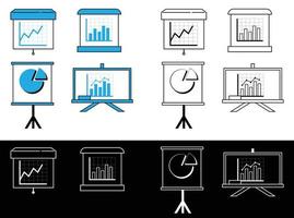 set of presentation board icon and diagram vector